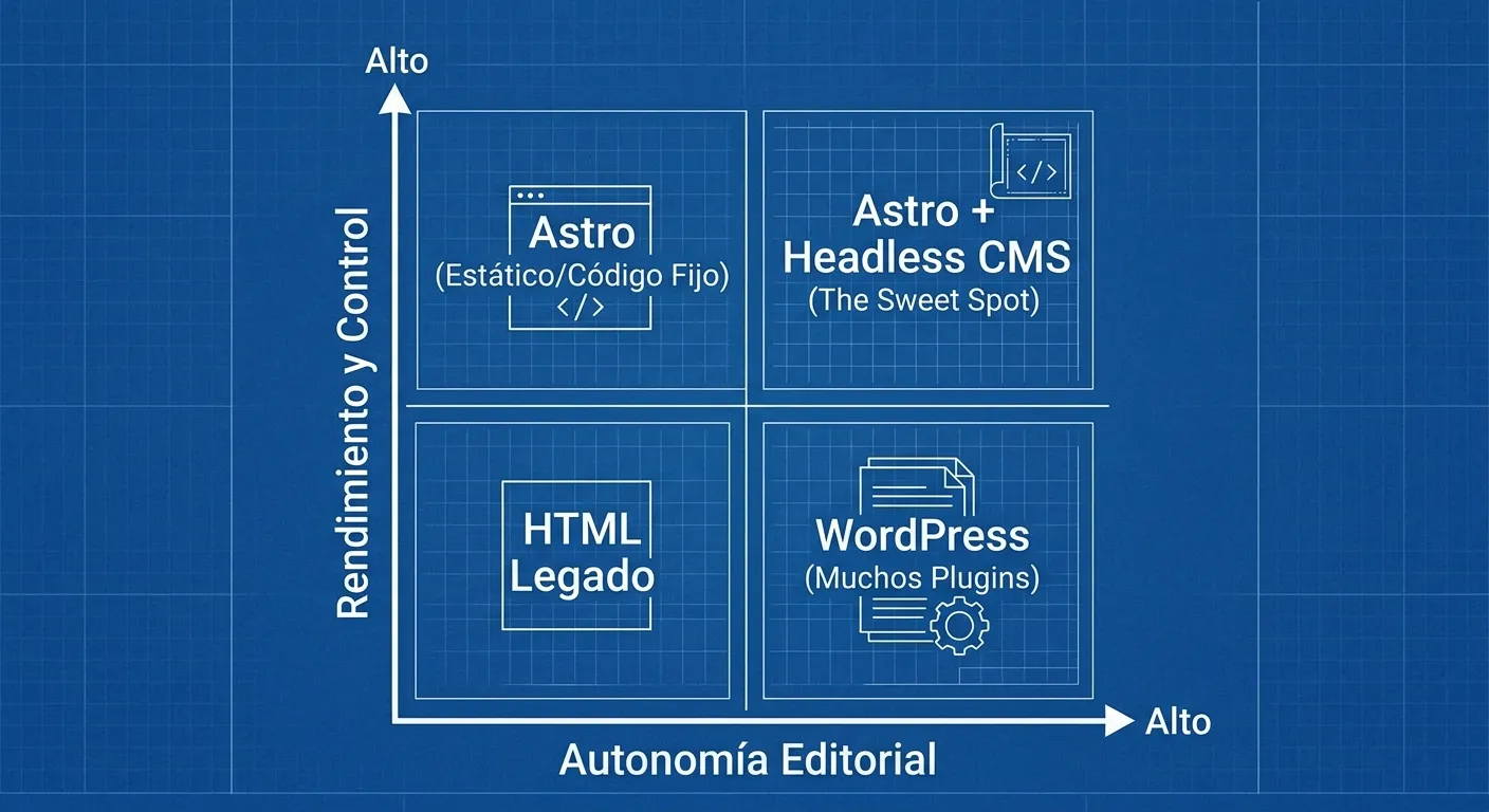 Matriz de decisión: Astro vs WordPress vs Headless CMS